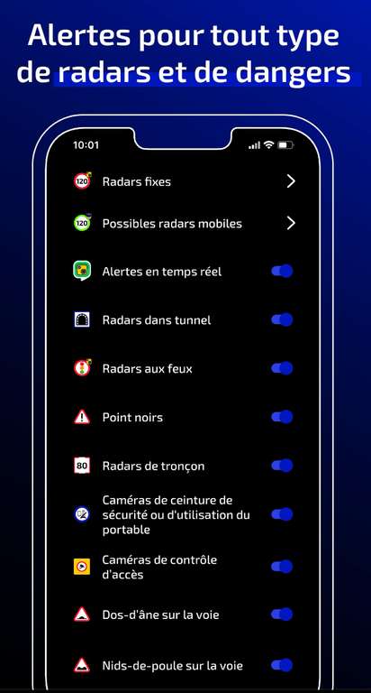 Abonnement 1an Radarbot Gold sur iOS et Android