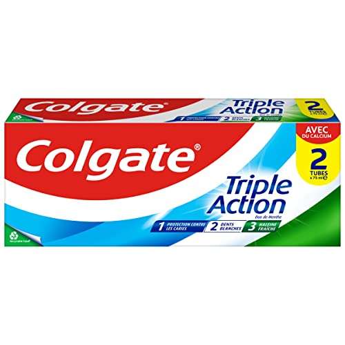 [via Prévoyez & Économisez] 2 tubes de dentifrice Triple Action Menthe Originale Colgate - 2x75ml