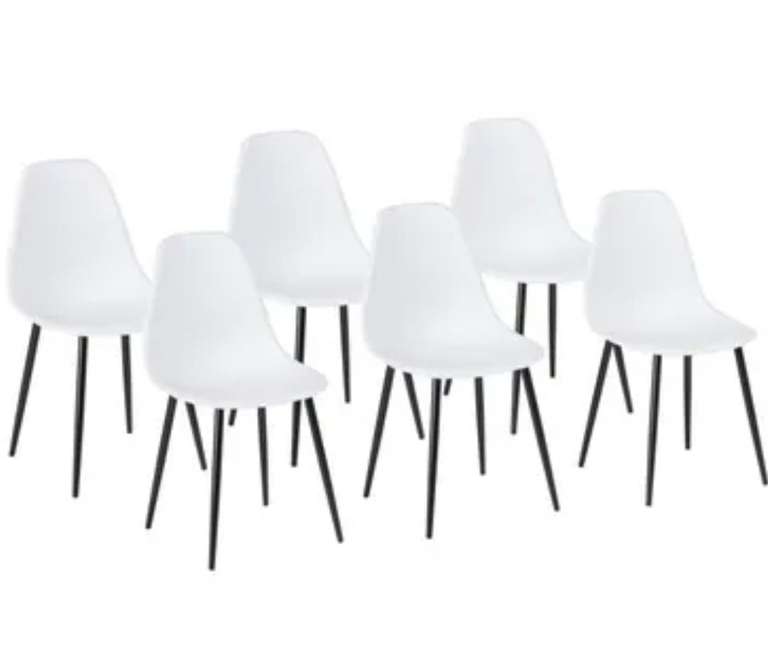 [CDAV] Lot de 6 chaises Clody - Blanc, L 46 x P 52 x H 84 cm