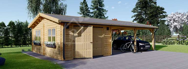 Sélection de Maisons, Abris jardin, Chalets, Garages, Carports en bois jusqu’à -20 000€ -Ex : Maison en bois TESSA (44 mm + bardage), 150 m²