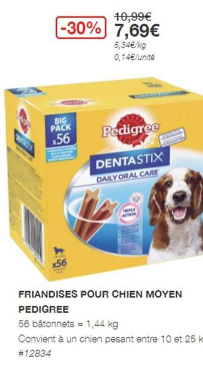 [Carte CostCo] Boîte de 56 batônnets pour chien Pedigree DentaStix DailyOral Care - Villebon-sur-Yvette (91)