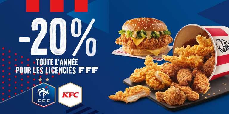 [Licence FFF] 20% de réduction pour toute commande dans les restaurants KFC