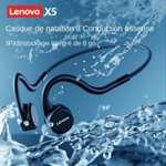 Ecouteurs à Conduction osseuse Lenovo -KB Pro - sans fil, Bluetoot,h Hifi avec crochet d'oreille, avec micro, oreillettes étanches, blanc