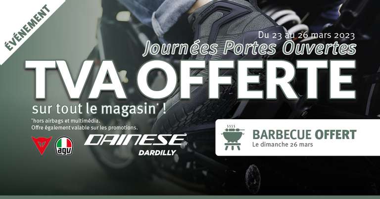 TVA offerte sur tout le magasin, promotions incluses (Hors Airbags et multimédia) - Dainese Dardilly (69)
