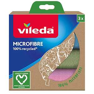 Vileda 3 torchons recyclés 100% microfibre - Fabriqués à partir de bouteilles en PET recyclées - Multicolore