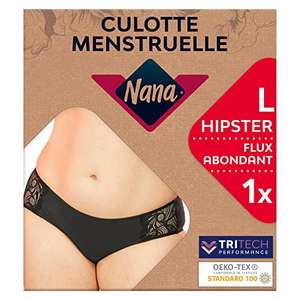 Culotte menstruelle lavable Nana Flux Abondant - noir, taille M, L ou XL