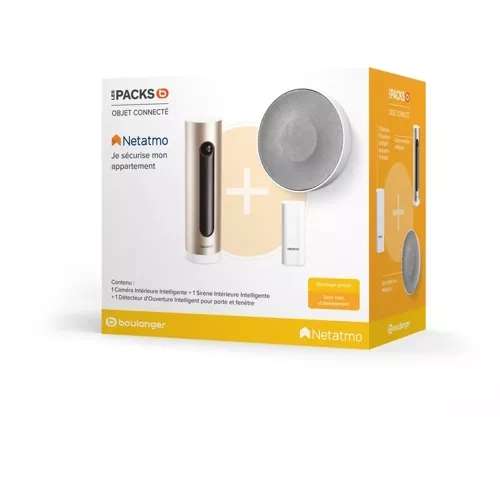 Pack Netatmo - Caméra intérieure intelligente, sirène intérieure intelligente, détecteur d'ouverture