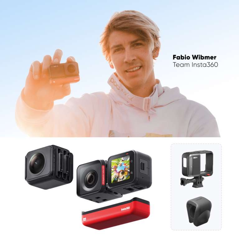 Caméra d'action étanche Insta360 One RS Twin Edition + Insta360 ONE RS Accessoires de charge (Via Remise Panier)