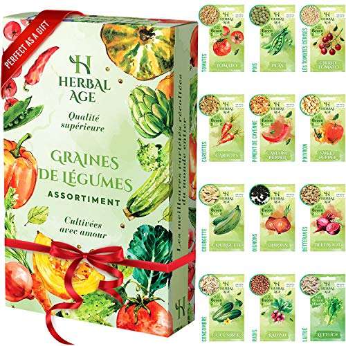 Kit de plantation de 12 variétés de graines de légumes ( 5100 graines) prêtes à être cultivées (Via coupon - Vendeur tiers)
