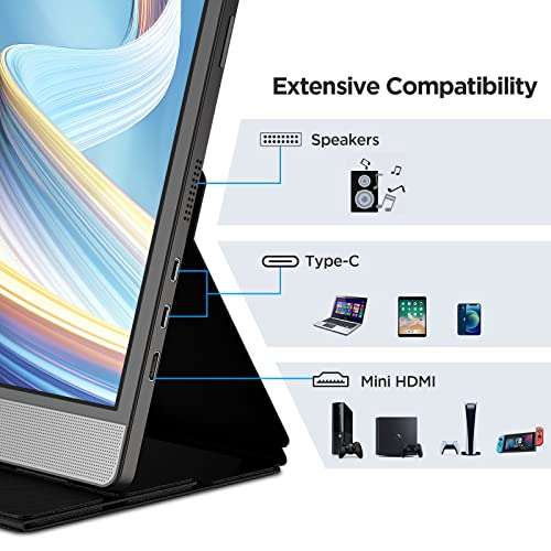 Écran portable 15,6" Koorui 15B1 - Full HD, IPS, 60Hz, 2x USB-C, 1x HDMI, Haut-parleurs intégrés (Vendeur tiers)