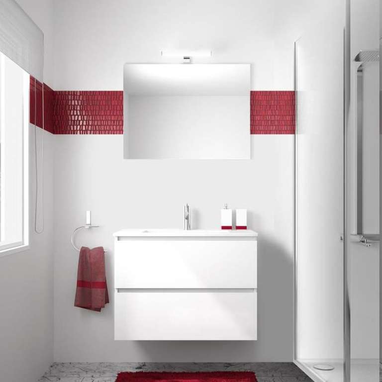 Ensemble Meuble de salle de bain 2 tiroirs Allibert Lagoon - Blanc brillant - L 80 cm