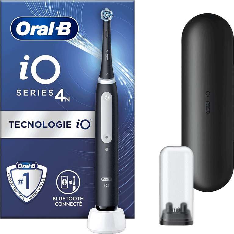 Brosse À Dents Électrique Oral-B iO 4N Noire connectée Bluetooth, 1 Brossette, 1 Étui De Voyage