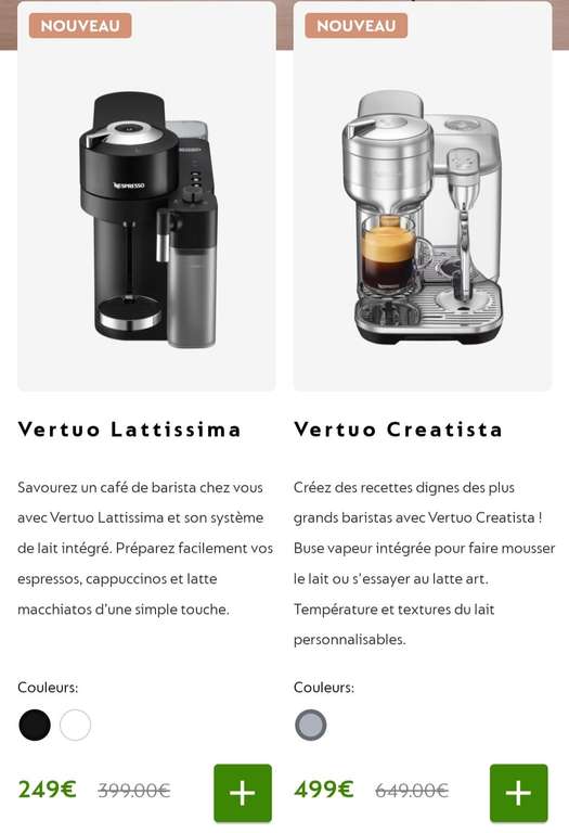 Sélection de machines à café Nespresso en promotion