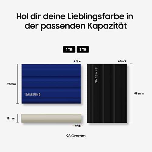 SSD externe Samsung SSD Externe T7 Shield (MU-PE1T0S/EU) - 1 To, noir (Via coupon)