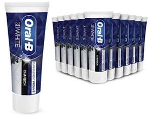 [Prime] Lot de 12 tubes de dentifrice Oral B Dentifrice 3D White Charbon - 12x75ml