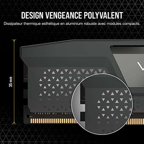 CORSAIR Vengeance DDR5 RAM 32GB (2x16GB) 6000MHz CL30 AMD Expo iCUE - Gris (CMK32GX5M2B6000Z30)