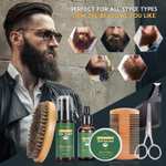 [Prime] Kit Soins Barbe pour Hommes 9 en 1 - Shampoing + Huile + Crèmes + Brosse poils sanglier + peignes + Ciseaux (vendeur tiers)