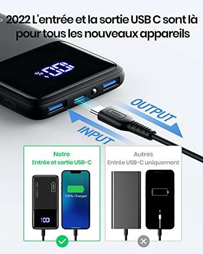 Batterie externe portable Inu charge rapide - 22.5W (Via coupon - Vendeur tiers)
