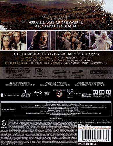 Blu-ray 4K Le Seigneur des Anneaux - La Trilogie (version longue - version import avec VF)