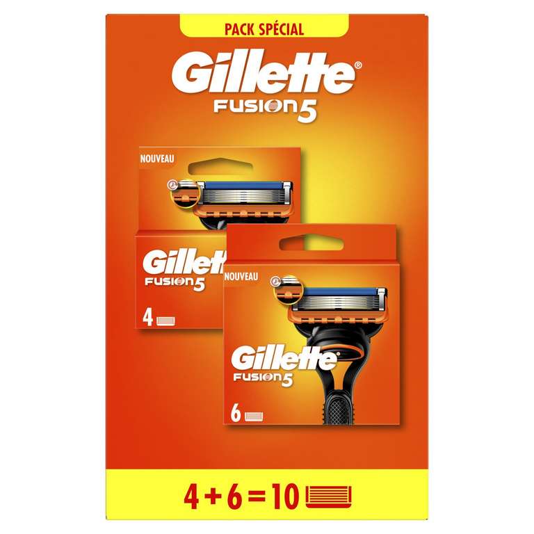 Pack de 10 lames de rasoir Gillette Fusion 5 (via 30,86€ sur la carte fidélité et ODR 13,12€)
