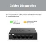 Switch Ethernet D-Link DGS-105GL/E - Gigabit, 5 ports 10/100/1000 Mbps, Boitier métal (Noir)