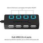 Hub USB Sabrent - 4 ports 2.0 , boutons d’alimentation individuels (Vendeur Tiers)