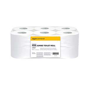 Lot de 12 rouleaux de papier toilette Mini Jumbo Amazon Commercial, 557 feuilles/rouleau, 1 epaisseur (via Prévoyez et Économisez)