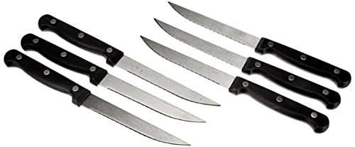 Lot de 6 couteaux à steak en acier Inoxydable/ABS Le Couteau du Chef - noir