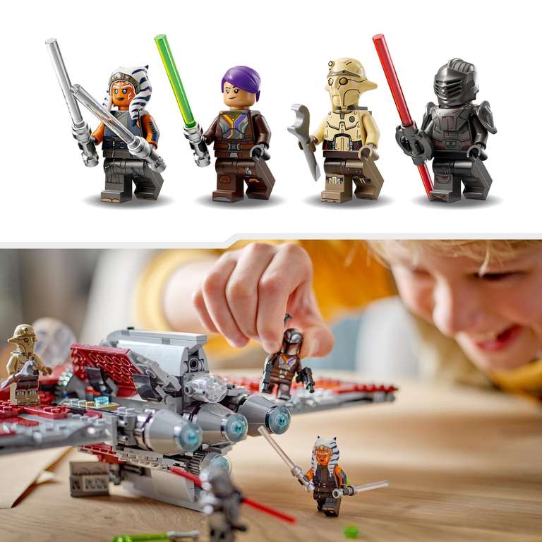 LEGO 75362 Star Wars La Navette T-6 d'Ahsoka Tano, 4 Personnages, Ahsoka Tano, Sabine Wren, Professeur Huyang et Marrok