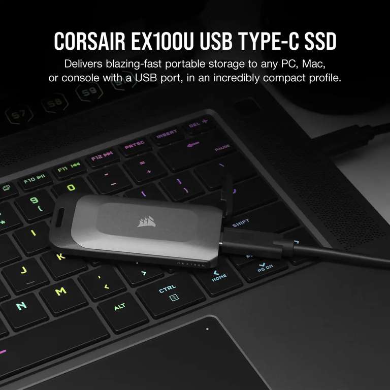 SSD Externe Corsair EX100U - 2 To, USB-C (CSSD-EX100U2TB)