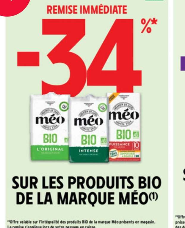 34% de réduction sur les produits Bio de la marque Meo