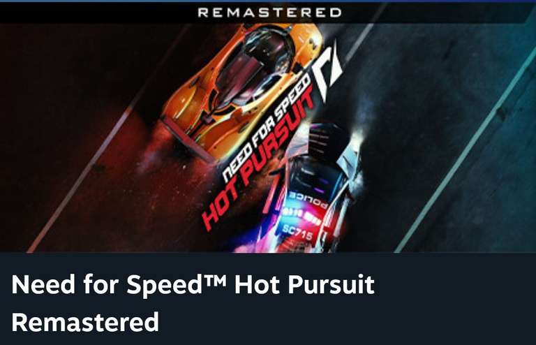 Jeu Need for Speed Hot Pursuit Remastered sur PC (Dématérialisé, Steam)