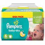 Méga ou Giga Pack de Couches Pampers Baby Dry - Différentes Tailles et Variétés (via 27,93€ sur la Carte de Fidélité + ODR de 15,96€)