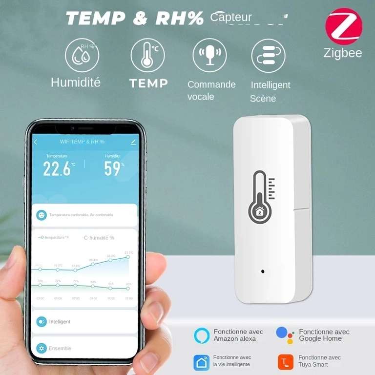 Tuya Wifi Capteur d'humidité de température Zigbee Thermomètre