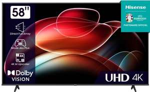 TV 58" Hisense 58A6K - Direct LED, 4K UHD (+ 38.40€ en RP - Vendeur Boulanger)