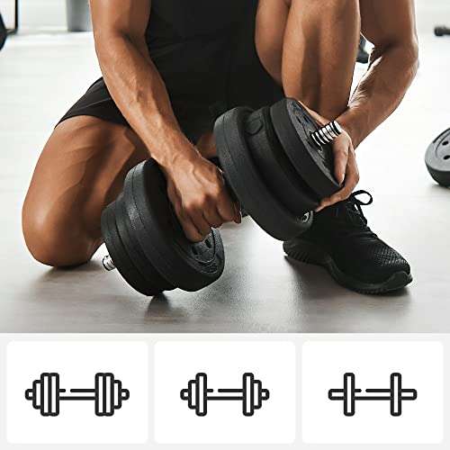 Lot de 2 haltères courts 2 x 20 kg (40kg) avec disques set musculation  fitness biceps