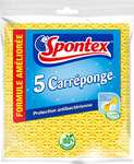 Éponges Spontex Carréponge lot de 5 éponges plates résistantes et flexibles, Protection anti-bactéries (Via abonnement sans engagement)