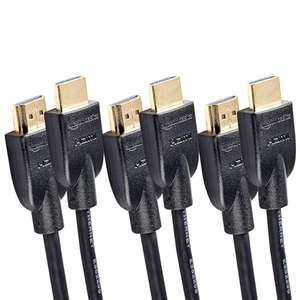 Lot de 3 câbles HDMI mâle A 2.0 haut Amazon Basics - 1,8 m, débit compatible Ethernet / 3D / retour audio