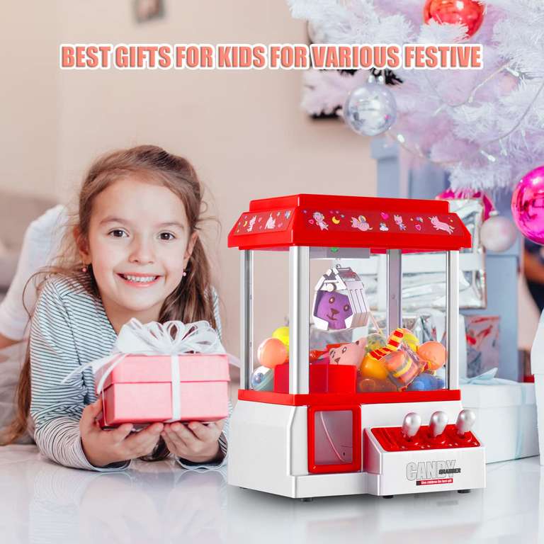 VISATOR Mini Machine à Griffes 30,5 Cm – 10 Peluches Incluses, 3 Joysticks, 60 Secondes Limité – Dès 3 Ans (Version EU)
