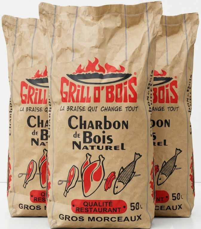 Lot de 3 Sacs de 50L de Charbon de Bois Grill O'Bois (soit 12,47€/sac)