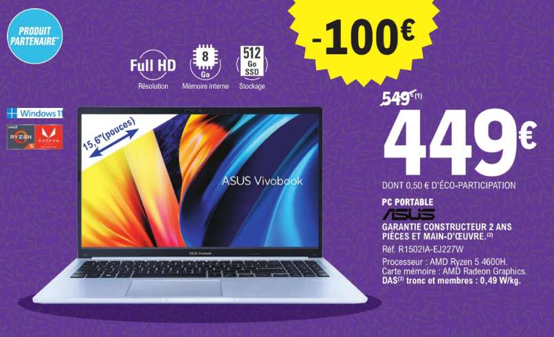 Bon plan : le PC portable Asus Vivobook 14 pouces est à 549,99€ au