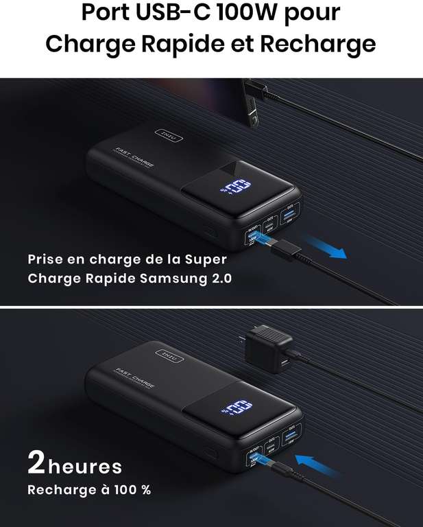 Batterie Externe INIU 25000 mAh - Charge Rapide 100W (vendeur tiers - via  coupon) –