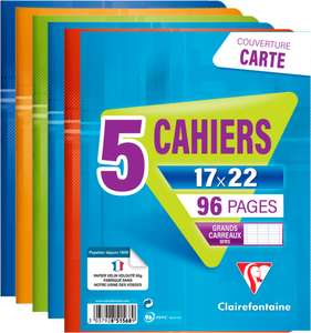 Lot de 9 cahiers - 24x32(cm) - Grands carreaux - 96 pages - couverture en  polypro - sans spirale - Clairefontaine - Mimesys