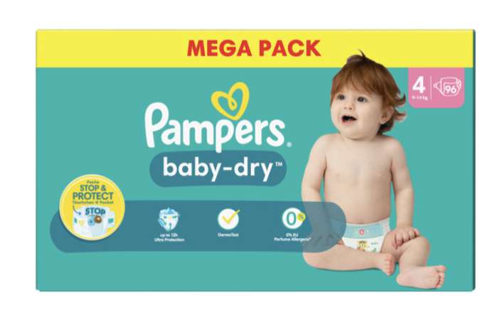 Paquet de couches Pampers Baby Dry Mega Pack - Taille 2 à 6 (via