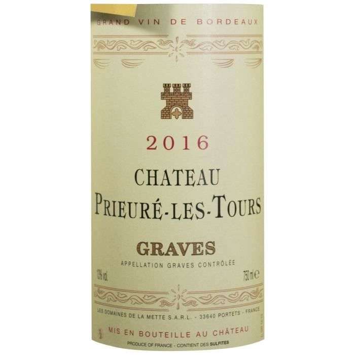 Bouteille de Vin Rouge de Bordeaux - Château Prieuré Les Tours 2016 Graves (75 cl)