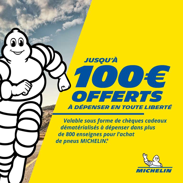 [ODR] De 15€ à 100€ offerts en chèque-cadeau Glady pour l'achat de 2 ou 4 pneus Michelin - offrepromo.Michelin.fr