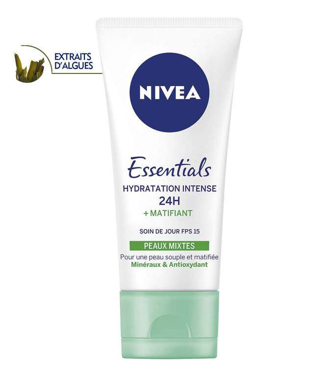 Soin de Jour Nivea Essentials 24H Hydratation Intense + Matifiant 50 ml soin femme & homme à l'Aloe Vera (Via Coupon et Abonnement)