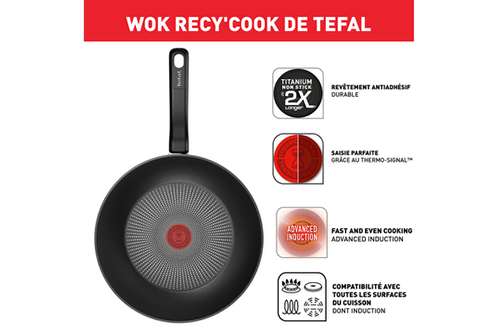 Wok Tefal Recy'Cook 28 CM - Tout feux dont induction –