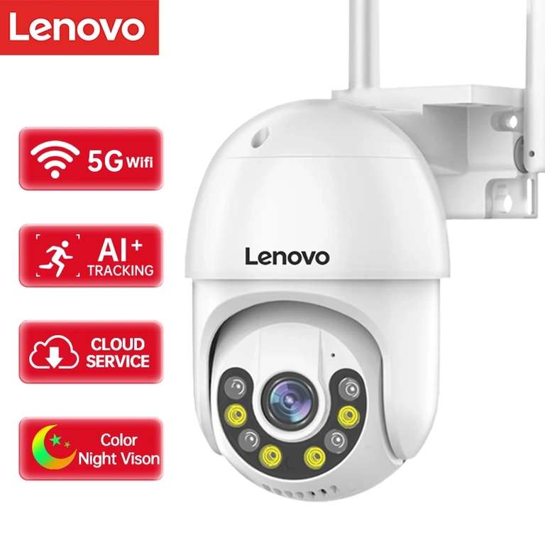 Caméra extérieure Wifi/Lan Lenovo - FHD+, Vision de nuit couleur, Connexion Wifi (2.4Ghz, 5Ghz) ou RJ45 (Remise de 3€ au panier)