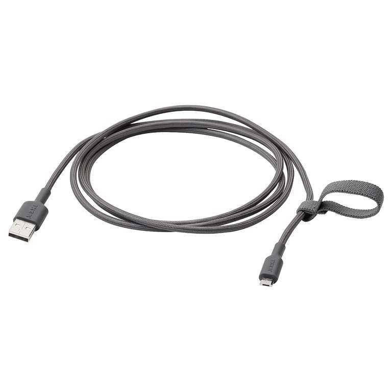 Cable USB-A - microUSB Lillhult - gris foncé, 1.5 m - Plaisir (78)